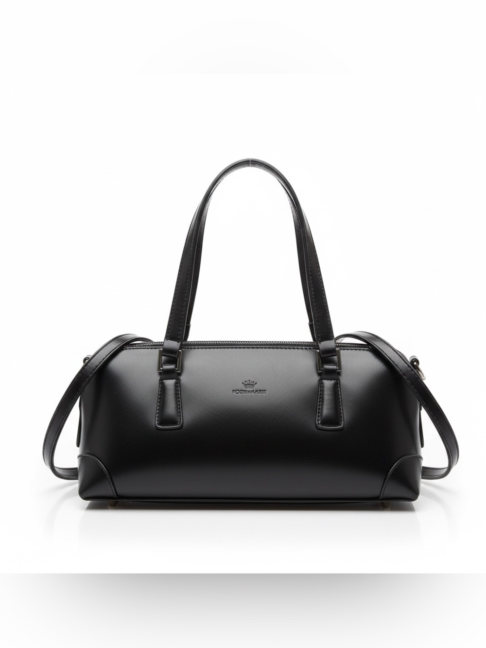 Daniela Moda Black Patent Shoulder Bag Silver Stud Feet Purse